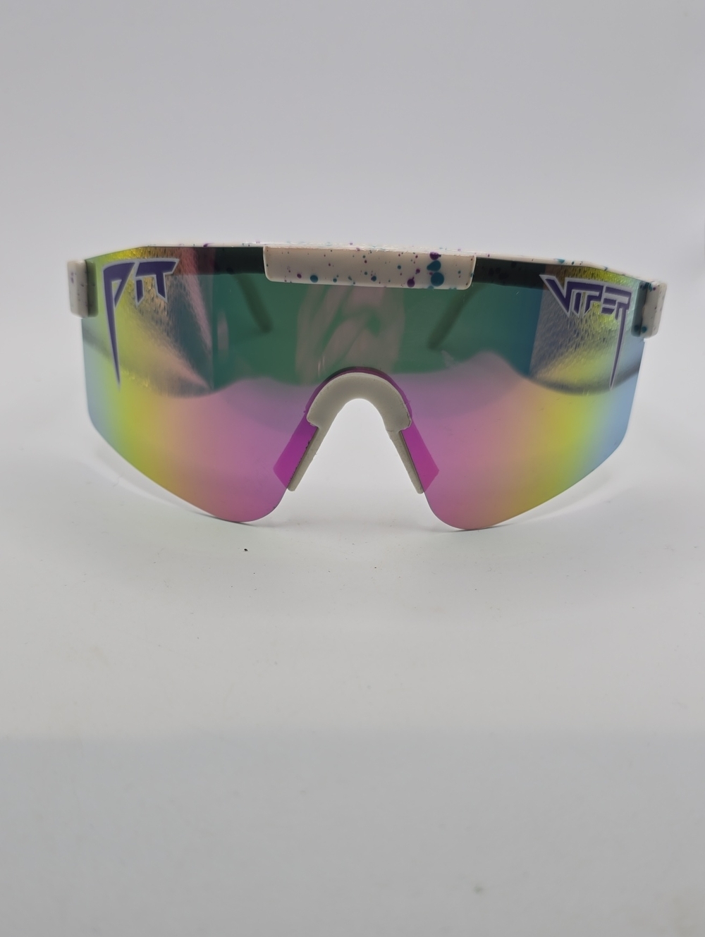 Pit Viper Rainbow Mirrored Shield Sports Sunglasses - White Frame